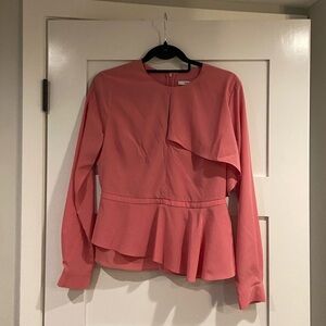 The fold silk structured peplum long sleeve top